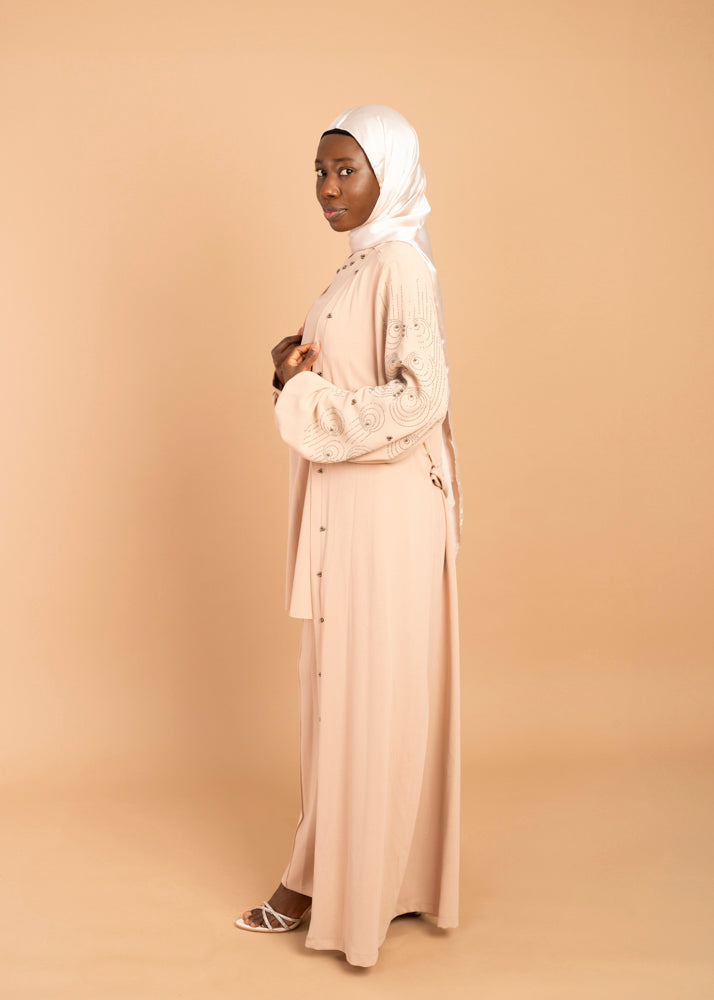 Amaya Three‑Piece Abaya (Nude) image 2